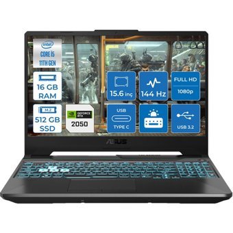 Asus TUF Gaming F15 FX506HF-HN03001 Harici GeForce RTX 2050 Intel Core i5 11400H 16 GB Ram 512 GB SSD 15.6 inç Full HD FreeDos Oyuncu Laptop