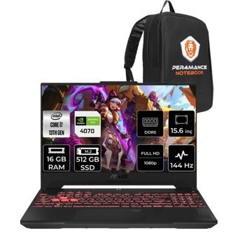 Asus TUF Gaming F15 LP097P307 Harici GeForce RTX 4070 Intel Core i7 13620H 16 GB Ram 512 GB SSD 15.6 inç Full HD FreeDos Oyuncu Laptop + PER4 Çanta