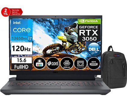 Dell G15 5530 G5530240100511 Harici GeForce RTX 3050 Intel Core i7 13650HX 16 GB DDR5 Ram 1 TB SSD 15.6 inç Full HD Windows 11 Home Oyuncu Laptop + WeblegelsinÇanta