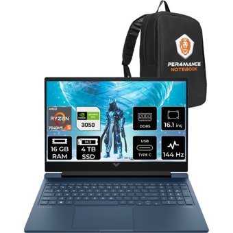 HP Victus 16 7Z4N2EAPN310 Harici GeForce RTX 3050 AMD Ryzen 5 7640HS 16 GB Ram 4 TB SSD 16.1 inç Full HD FreeDos Oyuncu Laptop + PER4 Çanta