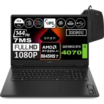 HP Omen 17 DB0019NT A44QQEAH01 Harici GeForce RTX 4070 AMD Ryzen 7 8845HS 32 GB DDR5 Ram 1 TB SSD 17.3 inç Full HD Windows 11 Home Oyuncu Laptop + Zetta Çanta