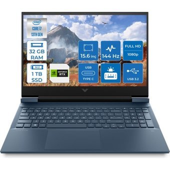 HP Victus 15 FA1018NT 7N9U6EA007 Harici GeForce RTX 4050 Intel Core i7 13700H 32 GB Ram 1 TB SSD 15.6 inç Full HD FreeDos Oyuncu Laptop