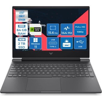 HP Victus 15 FA1019NT Harici GeForce RTX 4050 Intel Core i7 13700H 64 GB Ram 2 TB SSD 15.6 inç Full HD Windows 11 Home Oyuncu Laptop