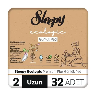 Sleepy Ecologic Premium Plus Organik 32'li Uzun Günlük Ped