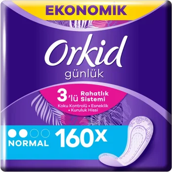 Orkid 3'Lü Rahatlık Sistemi Organik 2 Adet 80'li Normal Günlük Ped