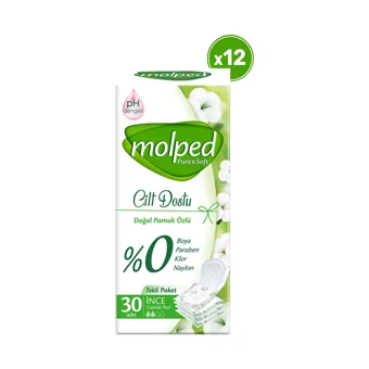 Molped Pure Soft Organik 12 Adet 30'lu Normal Günlük Ped