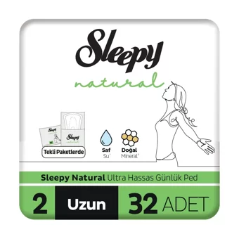 Sleepy Natural Ultra Hassas Organik 32'li Uzun Günlük Ped