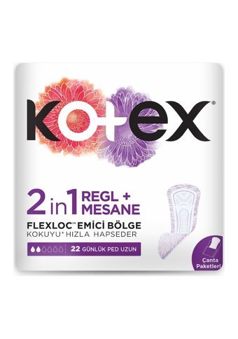 Kotex 2 In 1 Organik 22'li Uzun Günlük Ped