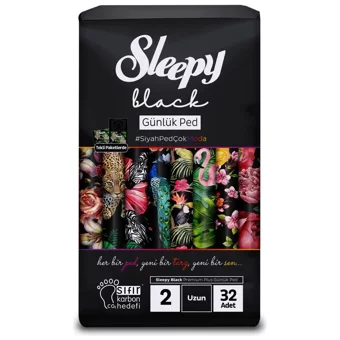 Sleepy Black Premium Plus Organik 32'li Uzun Günlük Ped