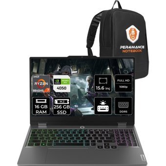 Lenovo LOQ 83DX0093TRP306 Harici GeForce RTX 4050 AMD Ryzen 7 8845HS 16 GB Ram 256 GB SSD 15.6 inç Full HD FreeDos Oyuncu Laptop + PER4 Çanta