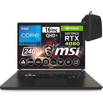 MSI Vector 16 HX A14VHG-497XTRW01 Harici GeForce RTX 4080 Intel Core i9 14900HX 24 GB DDR5 Ram 512 GB SSD 16 inç QHD FreeDos Oyuncu Laptop + WeblegelsinÇanta