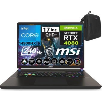 MSI Vector 17 HX A14VHG-838XTRW43 Harici GeForce RTX 4080 Intel Core i9 14900HX 24 GB DDR5 Ram 2 TB SSD 17 inç QHD Windows 11 Pro Oyuncu Laptop + WeblegelsinÇanta