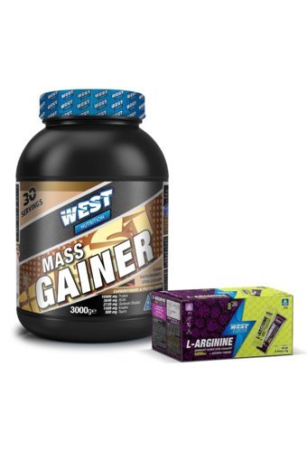 West Nutrition Çilek Aromalı 30 Servis Kilo Aldırıcı Gainer 3000 gr Toz + L-Arjinin