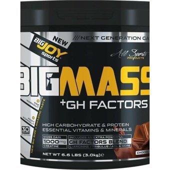 Bigjoy Sports +Gh Factors Çikolata Aromalı 30 Servis Kas Yapıcı Karbonhidrat 3000 gr Toz