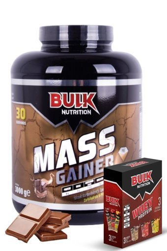 Bulk Nutrition Çikolata Aromalı 30 Servis Kilo Aldırıcı Gainer 3000 gr Toz + Protein Tozu