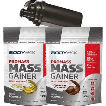 Body Maxx Çikolata - Muz Aromalı 16 Servis Kilo Aldırıcı Gainer 2x1500 gr Toz