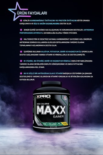 Xpro Nutrition Muz Aromalı 10 Servis Kilo Aldırıcı Gainer 2500 gr Toz + Shaker