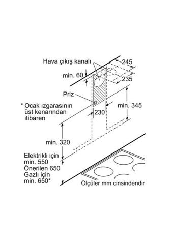 Siemens LC66GCD60T 60 cm Metal Yüzey Bacalı-Bacasız Duvar Tipi Davlumbaz Siyah