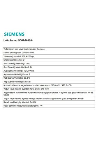 Siemens LC66HA541T 60 cm Metal Yüzey Bacalı-Bacasız Duvar Tipi Davlumbaz Inox