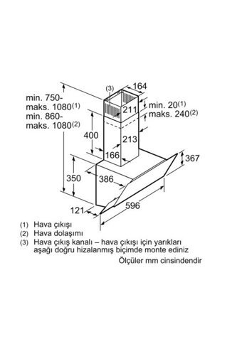 Siemens LC66KAJ20T 60 cm Cam Yüzey Bacalı-Bacasız Duvar Tipi Davlumbaz Beyaz