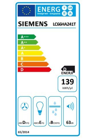 Siemens LC66HA241T 60 cm Metal Yüzey Bacalı-Bacasız Duvar Tipi Davlumbaz Beyaz