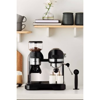 Karaca Coffeemaid 1450 W Paslanmaz Çelik Tezgah Üstü Kapsülsüz Öğütücülü Yarı Otomatik Espresso Makinesi Siyah