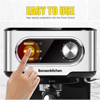 Bonsenkitchen CM8008 850 W Tezgah Üstü Kapsülsüz Öğütücülü Espresso Makinesi Inox