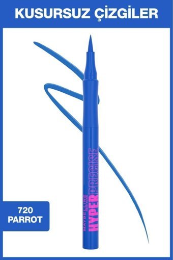 Maybelline New York Hyper Precise 720 Mat Parrot Blue Kalın Uçlu Likit Eyeliner