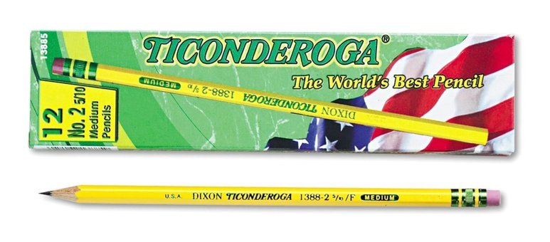 Dixon Ticonderoga Medium 12'li Silgili Köşeli Siyah 2.5 F Kurşun Kalem Seti