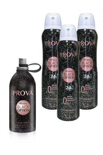 Prova Black Option 4 Parça Kadın Parfüm Deodorant Seti EDP