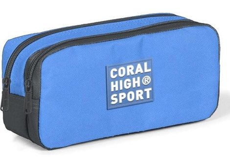 Coral High Sport Mavi Düz Bez Bölmeli Çift Gözlü Dikdörtgen Cüzdan Kalemlik