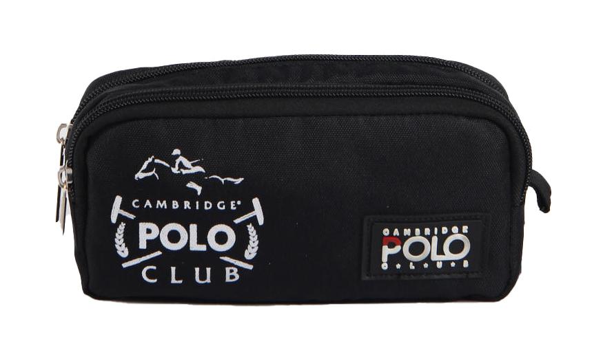 Cambridge Polo Club Urban Siyah Desenli Bez Bölmeli Çift Gözlü Dikdörtgen Cüzdan Kalemlik