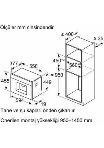 Bosch CTL7181W0 1500 W Ankastre Kapsülsüz Tam Otomatik Espresso Makinesi Beyaz