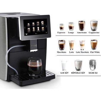 Yasomi 1250 W Tezgah Üstü Kapsülsüz Öğütücülü Tam Otomatik Espresso Makinesi Siyah