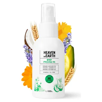 Heaven On Earth Organik Avokadolu Üzüm Çekirdeli Buğday Tohumlu Vegan Bebek Masaj Yağı 100 ml