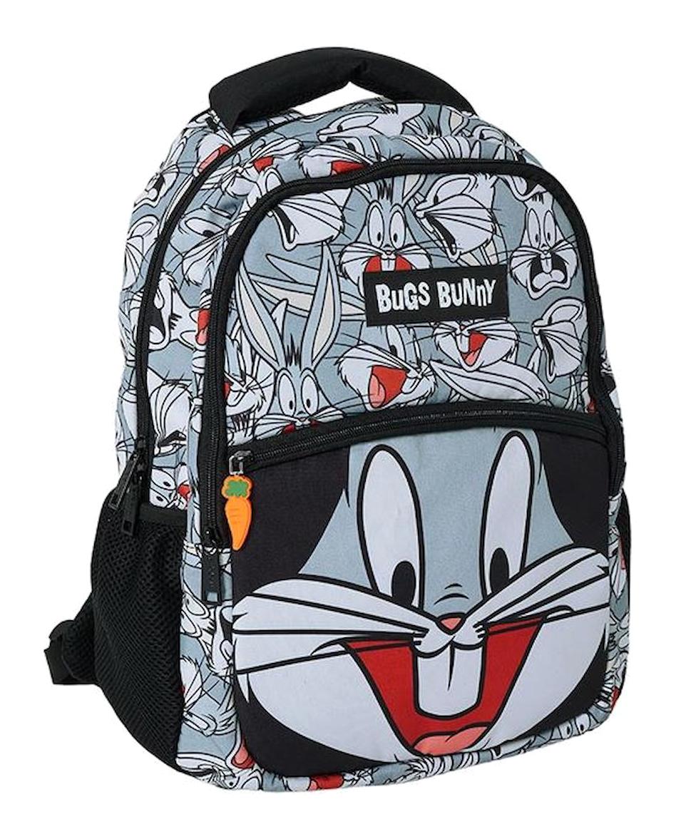 OBM 2139 Bugs Bunny Looney Tunes 4 Gözlü Gri İlkokul Unisex Sırt Çantası