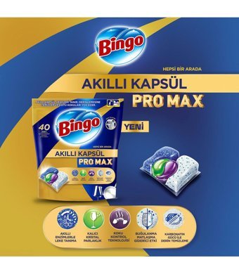 Bingo Akıllı Kapsül Pro Max Tablet Bulaşık Makinesi Deterjanı 60 Adet