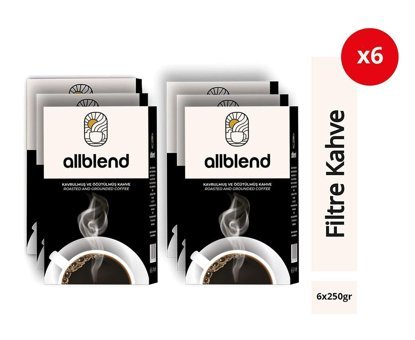 AllBlend Sade Öğütülmüş Filtre Kahve 6x250 gr