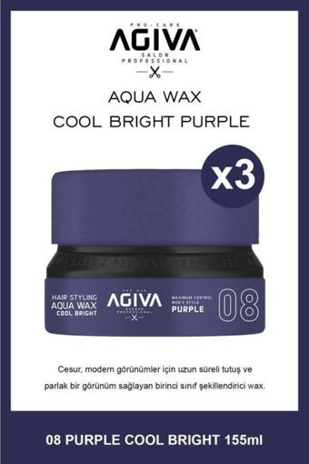 Agiva Aqua Purple 08 Parlak Krem Sert 3x155 ml Wax