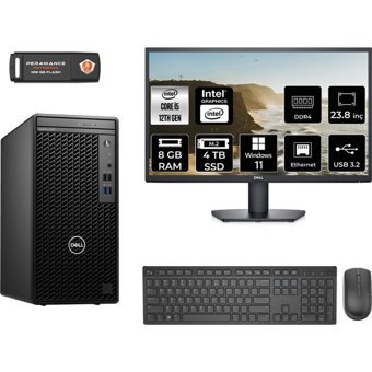 Dell OptiPlex 3000MT N010O3000MTACMNT355 Dahili Intel UHD Graphics Intel Core i5 12500 8 GB Ram 4 TB SSD Tower Windows 11 Home 23.8 inç Monitörlü Masaüstü Bilgisayar + PER4 BELLEK