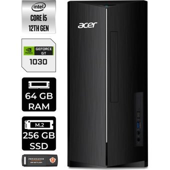 Acer Aspire TC1760 DTBHUEM005P346 Harici GeForce GT 1030 Intel Core i5 12400 64 GB Ram 256 GB SSD Tower FreeDos Masaüstü Bilgisayar + PER4 BELLEK