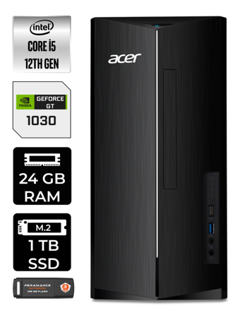 Acer Aspire DT.BHUEM.005 Harici GeForce GT 1030 Intel Core i5 12400 24 GB Ram 1 TB SSD Tower Windows 11 Pro Masaüstü Bilgisayar + PER4 BELLEK