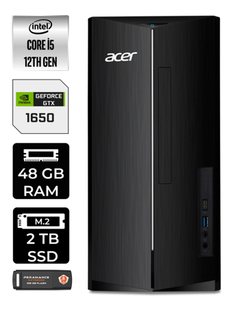 Acer Aspire DT.BHUEM.005 Harici GeForce GTX 1650 Intel Core i5 12400 48 GB Ram 2 TB SSD Tower FreeDos Masaüstü Bilgisayar + PER4 BELLEK