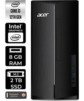 Acer Aspire TC1760 DTBHUEM004P404 Dahili Intel UHD Graphics Intel Core i3 12100 8 GB Ram 2 TB SSD Tower Windows 11 Pro Masaüstü Bilgisayar + PER4 BELLEK