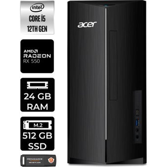 Acer Aspire TC1760 DTBHUEM005P372 Harici Radeon RX 550 Intel Core i5 12400 24 GB Ram 512 GB SSD Tower Windows 11 Home Masaüstü Bilgisayar + PER4 BELLEK