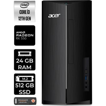 Acer Aspire TC1760 DTBHUEM004P322 Harici Radeon RX 550 Intel Core i3 12100 24 GB Ram 512 GB SSD Tower FreeDos Masaüstü Bilgisayar + PER4 BELLEK