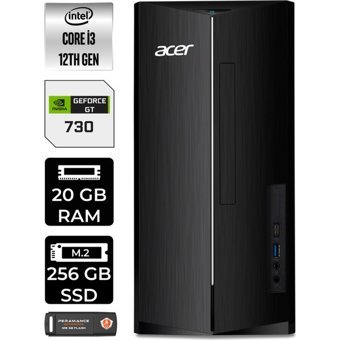 Acer Aspire TC1760 DTBHUEM004P316 Harici GeForce GT 730 4 GB Intel Core i3 12100 20 GB Ram 256 GB SSD Tower FreeDos Masaüstü Bilgisayar + PER4 BELLEK