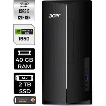 Acer Aspire TC1760 DTBHUEM005P439 Harici GeForce GTX 1650 Intel Core i5 12400 40 GB Ram 2 TB SSD Tower Windows 11 Pro Masaüstü Bilgisayar + PER4 BELLEK