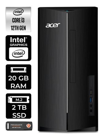 Acer Aspire TC1760 DT.BHUEM.004 Dahili Intel UHD Graphics Intel Core i3 12100 20 GB Ram 2 TB SSD Tower FreeDos Masaüstü Bilgisayar + PER4 BELLEK