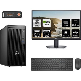 Dell OptiPlex 3000MT N010O3000MTACMNT4325 Harici GeForce GTX 1650 Intel Core i5 12500 24 GB Ram 4 TB SSD Tower FreeDos 23.8 inç Monitörlü Masaüstü Bilgisayar + PER4 BELLEK